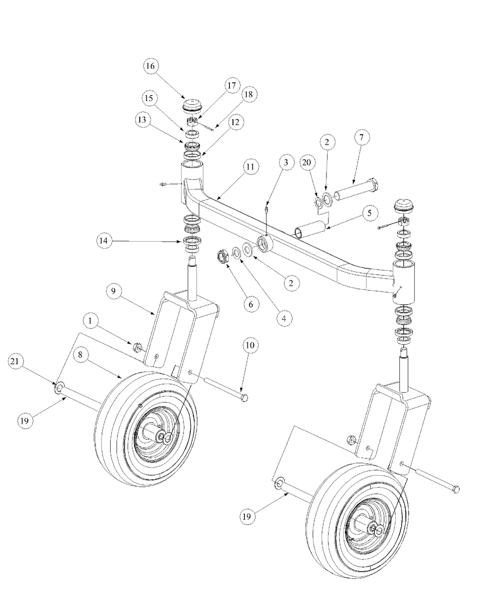 Front Caster Assembly Diagram and Parts List for M60-KH 53AB5BAX150-25-HP Cub Cadet Lawn Tractor